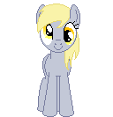 Size: 128x133 | Tagged: safe, artist:onil innarin, derpibooru original, character:derpy hooves, species:pegasus, species:pony, animated, c:, female, looking at you, mare, pixel art, simple background, solo, transparent background, wip