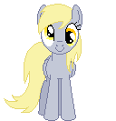 Size: 128x133 | Tagged: safe, artist:onil innarin, derpibooru original, character:derpy hooves, species:pegasus, species:pony, animated, c:, cute, female, looking at you, mare, pixel art, simple background, solo, transparent background