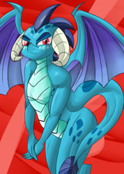 Size: 671x943 | Tagged: safe, artist:fourze-pony, character:princess ember, species:dragon, looking at you, tsundember, tsundere
