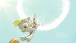 Size: 1920x1080 | Tagged: safe, artist:juicedane, character:derpy hooves, species:pegasus, species:pony, 3d, female, food, mare, muffin, solo, sonic xboom, source filmmaker