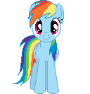 Size: 128x133 | Tagged: safe, artist:onil innarin, derpibooru original, character:rainbow dash, species:pony, c:, female, looking at you, mare, pixel art, simple background, solo, transparent background