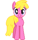Size: 128x133 | Tagged: safe, artist:onil innarin, derpibooru original, character:cherry berry, species:pony, animated, blinking, c:, female, looking at you, mare, pixel art, simple background, solo, transparent background