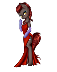 Size: 1000x1250 | Tagged: safe, artist:yuntaoxd, oc, oc only, species:pony, bipedal, clothing, dress, gloves, solo