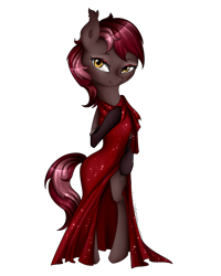 Size: 1000x1250 | Tagged: safe, artist:yuntaoxd, oc, oc only, species:pony, bipedal, clothing, dress, gloves, solo