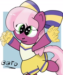 Size: 2120x2511 | Tagged: safe, artist:bronybehindthedoor, character:cheerilee, episode:the cart before the ponies, g4, my little pony: friendship is magic, cheerileeder, cheerleader, female, hair bow, signature, solo