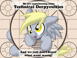 Size: 960x720 | Tagged: safe, artist:inkwell, character:derpy hooves, species:pegasus, species:pony, female, i just don't know what went wrong, mare, solo, technical difficulties, wallpaper