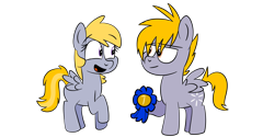 Size: 4000x2000 | Tagged: safe, artist:saveraedae, character:chirpy hooves, character:crackle pop, episode:the cart before the ponies, g4, my little pony: friendship is magic, blue ribbon, brother and sister, chirpy hooves, cute, hoof hold, siblings, simple background, transparent background
