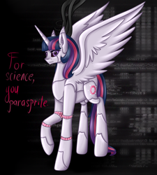 Size: 1800x2000 | Tagged: safe, artist:mailner, character:twilight sparkle, character:twilight sparkle (alicorn), species:alicorn, species:pony, android, crossover, glados, portal, portal (valve), robot, robot pony