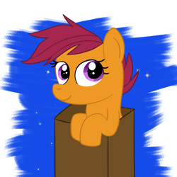 Size: 2000x2000 | Tagged: safe, artist:saveraedae, character:scootaloo, species:pegasus, species:pony, box, cute, cutealoo, diabetes, female, in a box, solo