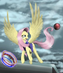 Size: 3590x4175 | Tagged: safe, artist:vinicius040598, character:fluttershy, species:pegasus, species:pony, episode:buckball season, g4, my little pony: friendship is magic, ball, bottomless, buckball, clothing, female, mare, partial nudity, play, solo