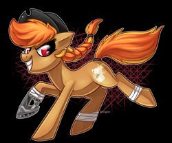 Size: 1000x833 | Tagged: safe, artist:sciggles, oc, oc only, oc:tequila shots, species:earth pony, species:pony, amputee, artificial hoof, clothing, hat, prosthetic limb, prosthetics, solo