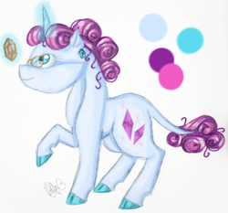 Size: 1220x1135 | Tagged: safe, artist:sweetheart-arts, character:sparkler (g1), g1, cloven hooves, female, g1 to g4, gem, generation leap, glasses, magic, solo