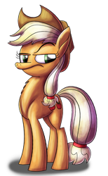 Size: 600x976 | Tagged: safe, artist:piemations, character:applejack, female, raised eyebrow, simple background, solo, transparent background