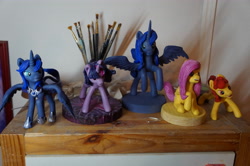Size: 5456x3632 | Tagged: safe, artist:dalagar, character:apple bloom, character:fluttershy, character:princess luna, character:twilight sparkle, sculpture, traditional art