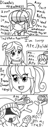 Size: 576x1512 | Tagged: safe, artist:pokecure123, character:diwata aino, character:normal norman, character:velvet sky, my little pony:equestria girls, background human, chloe commons, comic, filipino, monochrome, velvet sky