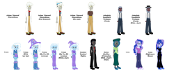 Size: 7800x3200 | Tagged: safe, artist:gatesmccloud, character:discord, character:king sombra, character:lord tirek, character:nightmare moon, character:princess luna, character:queen chrysalis, character:trixie, character:vice principal luna, my little pony:equestria girls, absurd resolution, amish, equestria girls-ified, headcanon, sheet, simple background, transparent background, vector, vice principal luna