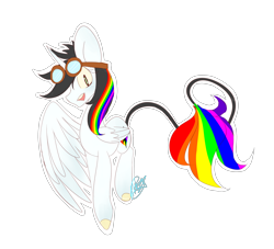 Size: 5100x4636 | Tagged: safe, artist:silverknight27, oc, oc only, oc:lightning bliss, species:alicorn, species:pony, absurd resolution, alicorn oc, goggles, rainbow alicorn, solo