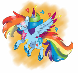Size: 1232x1153 | Tagged: safe, artist:sweetheart-arts, character:rainbow dash, colored wings, crossover, female, multicolored wings, pokémon, rainbow power, solo
