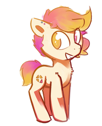 Size: 650x800 | Tagged: safe, artist:flowbish, oc, oc only, oc:taco horse, species:earth pony, species:pony, ear piercing, earring, heterochromia, jewelry, piercing, simple background, smiling, solo, transparent background