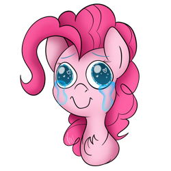 Size: 2048x2048 | Tagged: safe, artist:vanillashineart, character:pinkie pie, bust, chest fluff, colored pupils, crying, cute, derp, diapinkes, female, heart eyes, portrait, simple background, solo, transparent background, wingding eyes