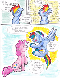 Size: 2552x3304 | Tagged: safe, artist:tristanjsolarez, character:pinkie pie, character:rainbow dash, species:earth pony, species:pegasus, species:pony, comic:trans ponies, comic, female, male, mare, numbers, simple background, stallion, traditional art, transgender