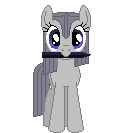 Size: 128x133 | Tagged: safe, artist:onil innarin, derpibooru original, oc, oc only, oc:slate pie, species:pony, chisel, female, looking at you, mare, mouth hold, pixel art, simple background, solo, transparent background