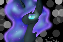 Size: 3000x2000 | Tagged: safe, artist:ruanshi, character:nightmare moon, character:princess luna, bust, cute, eyelashes, eyeshadow, female, lidded eyes, looking at you, makeup, moonabetes, nicemare moon, portrait, solo