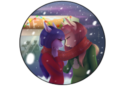 Size: 2400x1800 | Tagged: safe, artist:maria-fly, oc, oc only, oc:artline, oc:cosmia nebula, species:anthro, clothing, scarf, shared clothing, shared scarf, simple background, snow, transparent background