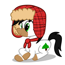 Size: 2000x2000 | Tagged: safe, artist:saveraedae, oc, oc only, oc:perky pine, clothing, hat, lumberjack, lying down, prone, simple background, solo, transparent background