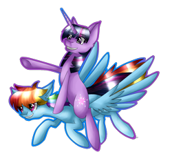 Size: 1327x1237 | Tagged: safe, artist:alithecat1989, character:rainbow dash, character:twilight sparkle, ponies riding ponies, riding, simple background, transparent background