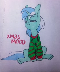 Size: 1069x1280 | Tagged: safe, artist:theorderofalisikus, character:lyra heartstrings, species:pony, species:unicorn, christmas, christmas sweater, clothing, female, solo, sweater, traditional art