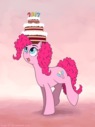 Size: 1500x2000 | Tagged: safe, artist:fynjy-87, character:pinkie pie, 2017, cake, female, food, new year, solo