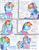 Size: 2552x3304 | Tagged: safe, artist:tristanjsolarez, character:firefly, character:rainbow blaze, character:rainbow dash, species:pegasus, species:pony, comic:trans ponies, ship:fireblaze, g1, blue background, clothing, comic, dialogue, family, female, firefly as rainbow dash's mom, g1 to g4, generation leap, male, mare, rainbow dash's parents, scarf, shipping, simple background, speech bubble, stallion, straight, traditional art, transgender, trio