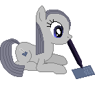 Size: 138x128 | Tagged: safe, artist:onil innarin, oc, oc only, oc:slate pie, species:pony, chisel, female, mare, pixel art, simple background, solo, transparent background, writing