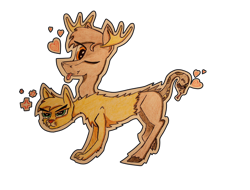 Size: 4160x3168 | Tagged: safe, artist:bumskuchen, oc, oc only, species:chimera, species:puma, absurd resolution, moose, multiple heads, request, simple background, snake, solo, three heads, traditional art, transparent background