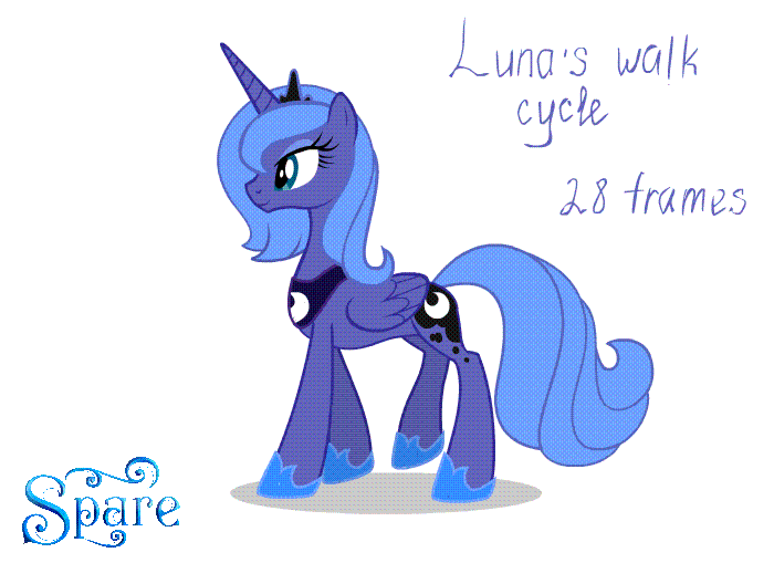 Size: 700x509 | Tagged: safe, artist:stasysolitude, character:princess luna, animated, female, gif, s1 luna, solo, walk cycle, walking