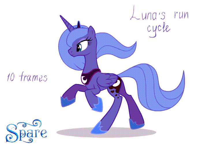 Size: 700x509 | Tagged: safe, artist:stasysolitude, character:princess luna, species:alicorn, species:pony, animated, female, galloping, gif, mare, run cycle, running, s1 luna, simple background, smiling, solo, white background