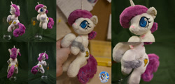 Size: 2069x1000 | Tagged: safe, artist:essorille, oc, oc only, oc:althea, species:pony, species:unicorn, bandage, cute, female, glass, hand, irl, mare, photo, plushie, solo