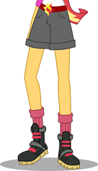 Size: 2117x3693 | Tagged: safe, artist:anhel032015, artist:teentitansfan201, character:sunset shimmer, equestria girls:legend of everfree, g4, my little pony: equestria girls, my little pony:equestria girls, belt, boots, clothing, cropped, female, leg focus, legs, pictures of legs, shorts, simple background, socks, solo, transparent background, vector