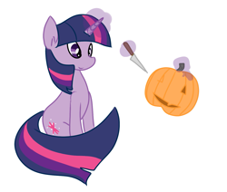 Size: 1221x1037 | Tagged: safe, artist:fribox, character:twilight sparkle, character:twilight sparkle (unicorn), species:pony, species:unicorn, female, glowing horn, jack-o-lantern, pumpkin, solo