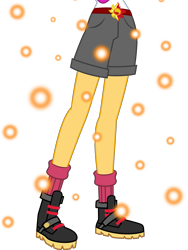 Size: 3500x4648 | Tagged: safe, artist:crimsumic, artist:teentitansfan201, edit, character:sunset shimmer, equestria girls:legend of everfree, g4, my little pony: equestria girls, my little pony:equestria girls, absurd resolution, boots, clothing, cropped, embrace the magic, female, leg focus, legs, pictures of legs, shorts, simple background, socks, solo, transparent background, vector, vector edit