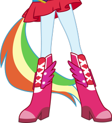 Size: 2999x3299 | Tagged: safe, artist:teentitansfan201, edit, character:rainbow dash, equestria girls:equestria girls, g4, my little pony: equestria girls, my little pony:equestria girls, boots, clothing, cropped, dress, fall formal outfits, female, high heel boots, leg focus, legs, pictures of legs, ponied up, ponytail, simple background, skirt, solo, transparent background, vector, vector edit