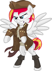 Size: 1024x1410 | Tagged: safe, artist:helmie-d, oc, oc only, oc:white wing, species:pegasus, species:pony, male, pirate, rearing, serious, serious face, simple background, solo, spread wings, stallion, transparent background, wings