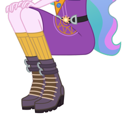 Size: 1024x967 | Tagged: safe, artist:teentitansfan201, edit, character:princess celestia, character:principal celestia, equestria girls:legend of everfree, g4, my little pony: equestria girls, my little pony:equestria girls, boots, camp everfree outfits, clothing, cropped, female, leg focus, legs, multicolored hair, pictures of legs, sash, simple background, socks, solo, sun, transparent background, vector, vector edit
