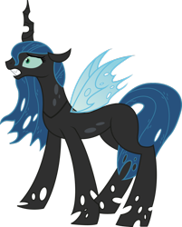 Size: 900x1117 | Tagged: safe, artist:inkrose98, character:princess luna, species:changeling, changeling queen, changelingified, female, princess lusalis, simple background, solo, species swap, transparent background