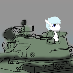 Size: 1600x1600 | Tagged: safe, artist:fluor1te, character:double diamond, species:pony, male, solo, t-62, tank (vehicle)