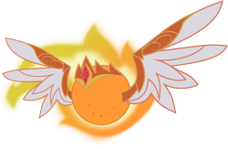 Size: 2816x1832 | Tagged: safe, artist:nstone53, character:daybreaker, character:princess celestia, species:pony, episode:a royal problem, g4, my little pony: friendship is magic, crown, food, inanimate tf, jewelry, orange, orangified, regalia, simple background, solo, transformation, transparent background, vector, wat