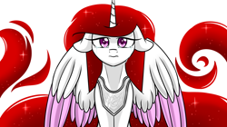 Size: 1024x573 | Tagged: safe, artist:whitehershey, oc, oc only, oc:rosaline, species:alicorn, species:pony, alicorn oc, colored wings, colored wingtips, crying, female, floppy ears, mare, simple background, solo, white background