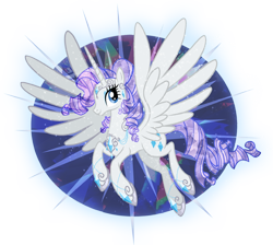 Size: 600x538 | Tagged: safe, artist:sapphiregamgee, character:rarity, species:alicorn, species:pony, alicornified, female, looking sideways, race swap, raricorn, solo, sparkles, spread wings, wings