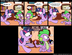 Size: 1735x1325 | Tagged: safe, artist:epulson, character:spike, character:twilight sparkle, comic, heart eyes, magic 8 ball